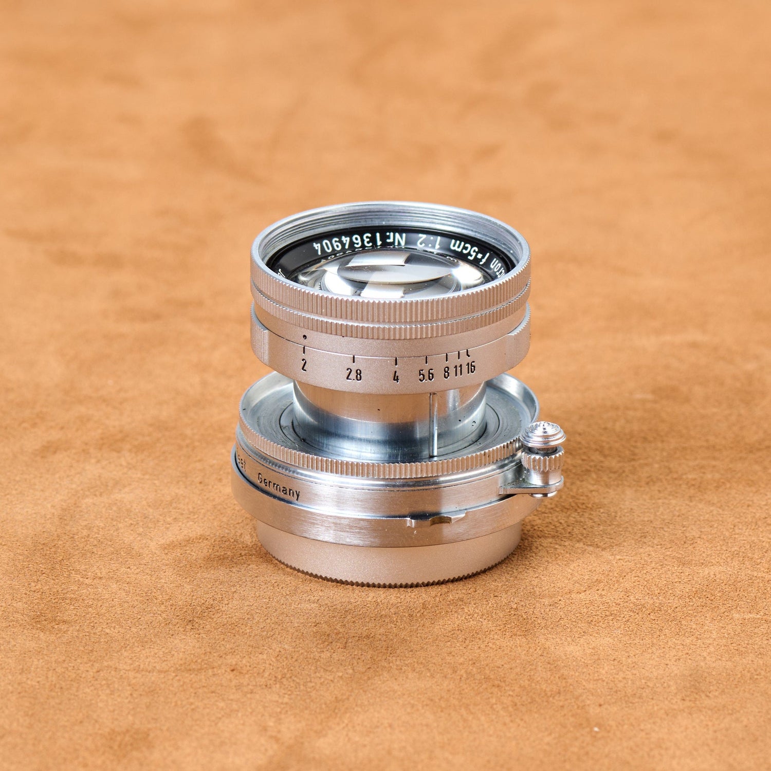 Shop new arrivals like this Ernst Leitz Leica Summicron 5cm F/2 LTM Rangefinder Lens on suede surface