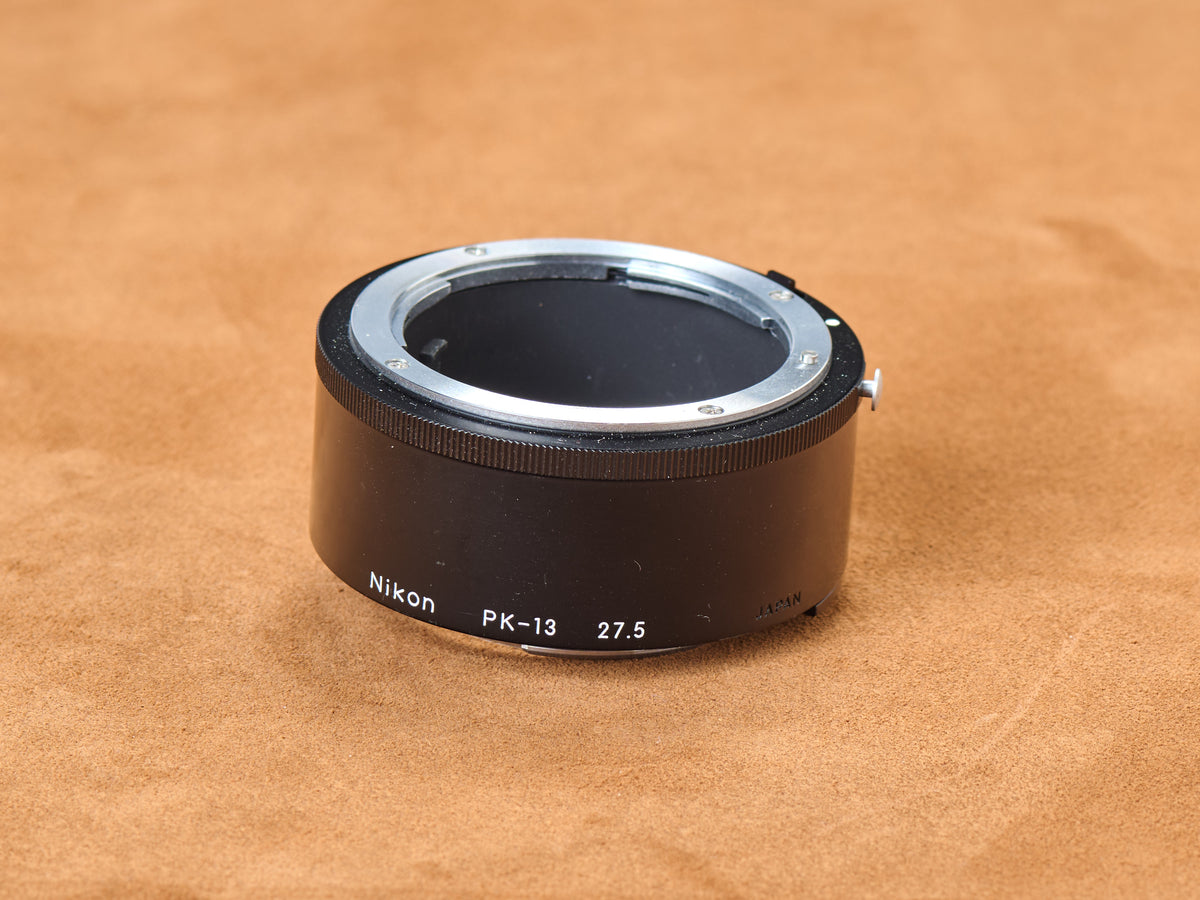 View of Nikon PK-13 macro lens adapter for 55mm mico-nikkor lens. 1:1 reproduction